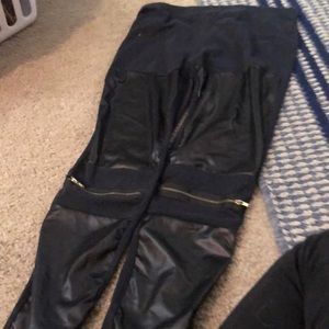 Black with leather leggings